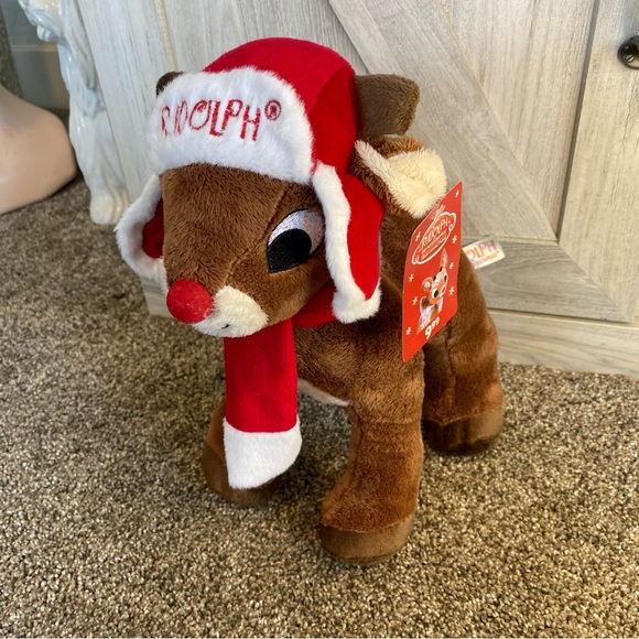 Rudolph The Red Nosed Reindeer Plush Christmas Hat /Scarf Stuffed Animal Dan Dee - Picture 5 of 12